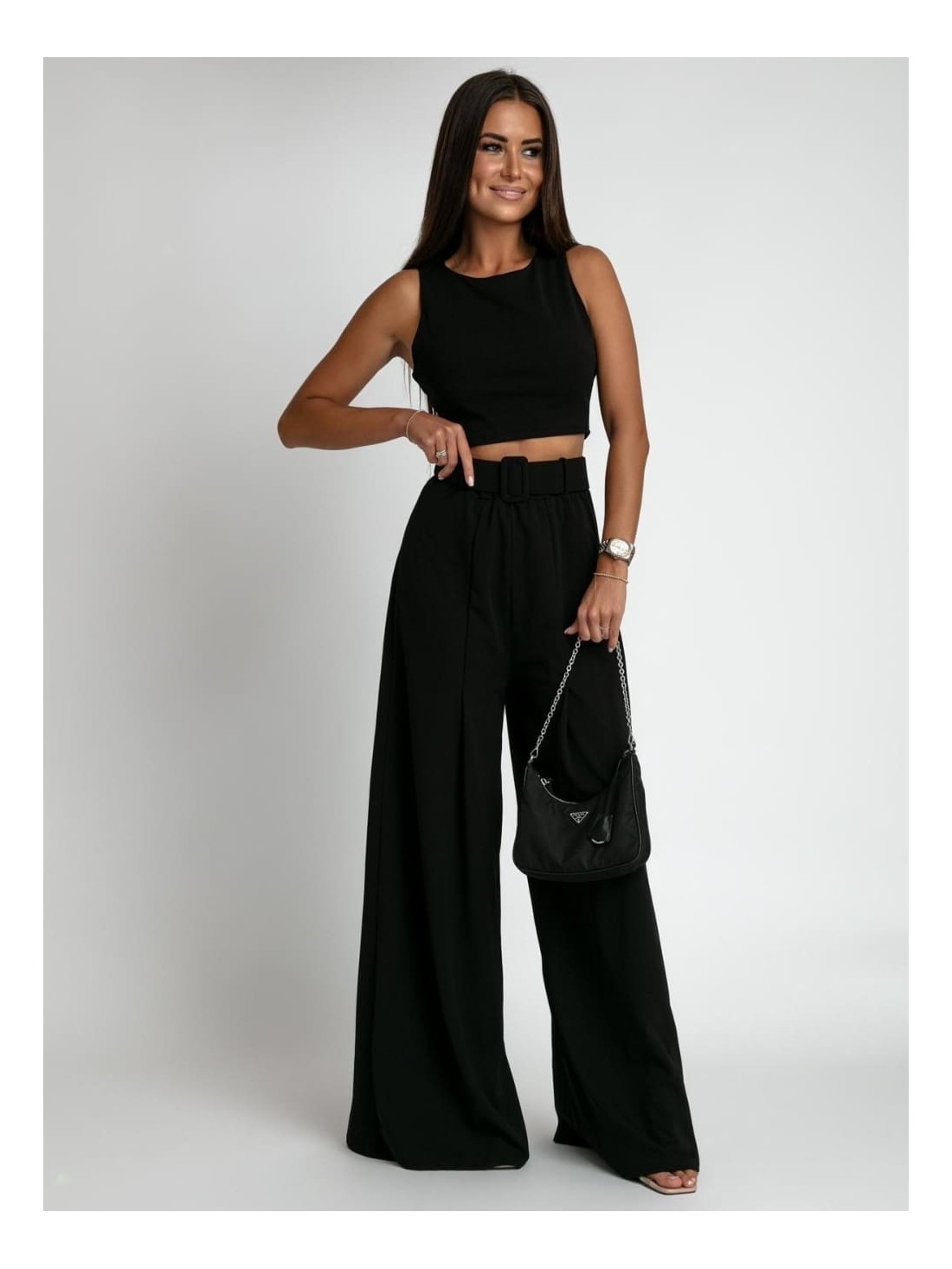 2-piece set, wide pants and black blouse AZRHP3868